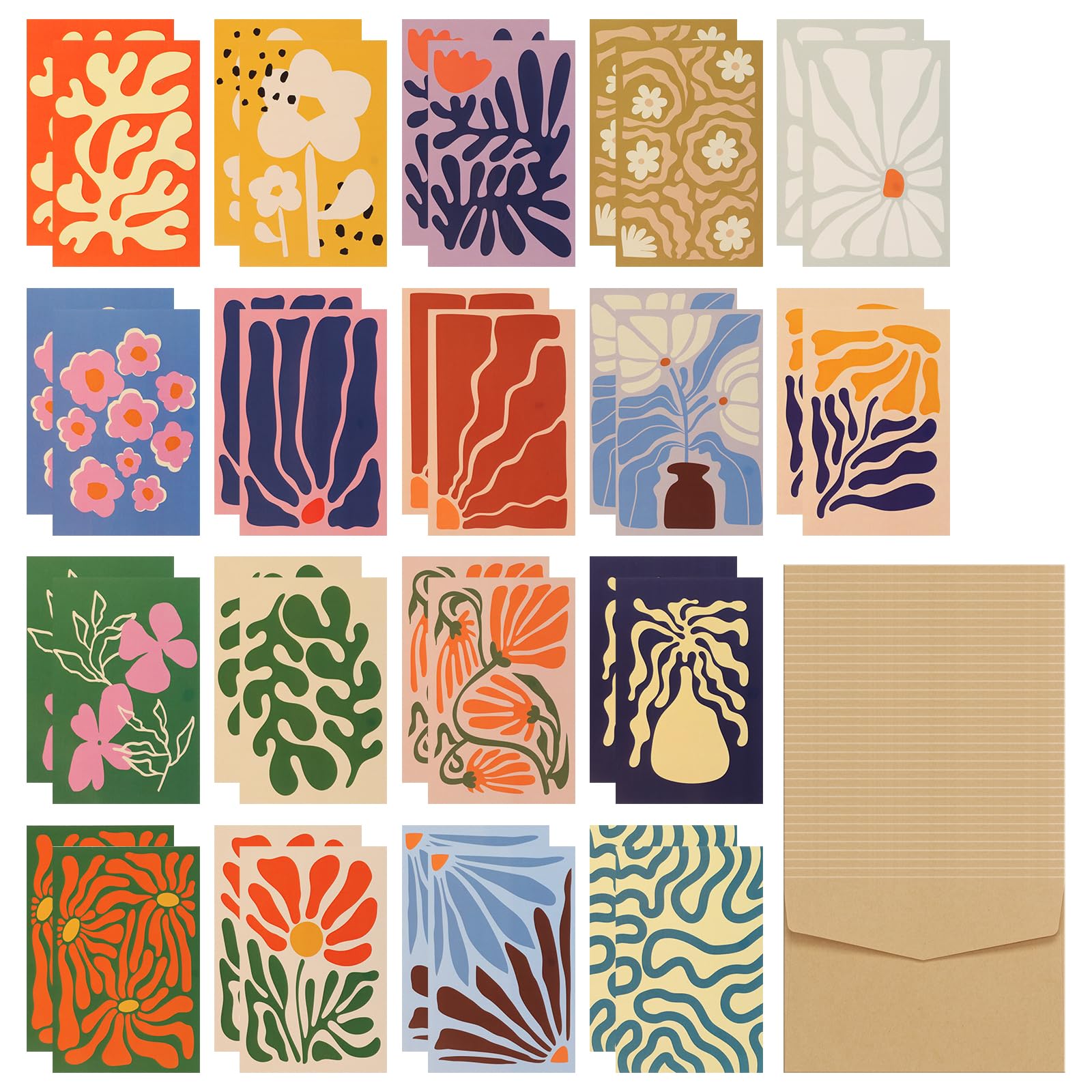 36Pack Thank You Cards Multipack, 18 Floral Thankyou Cards Bulk with Envelopes, 20x15 cm Blank Card, Greeting Card for Birthday, Wedding, Baby Shower, Graduation, Thanksgiving(Style 1)
