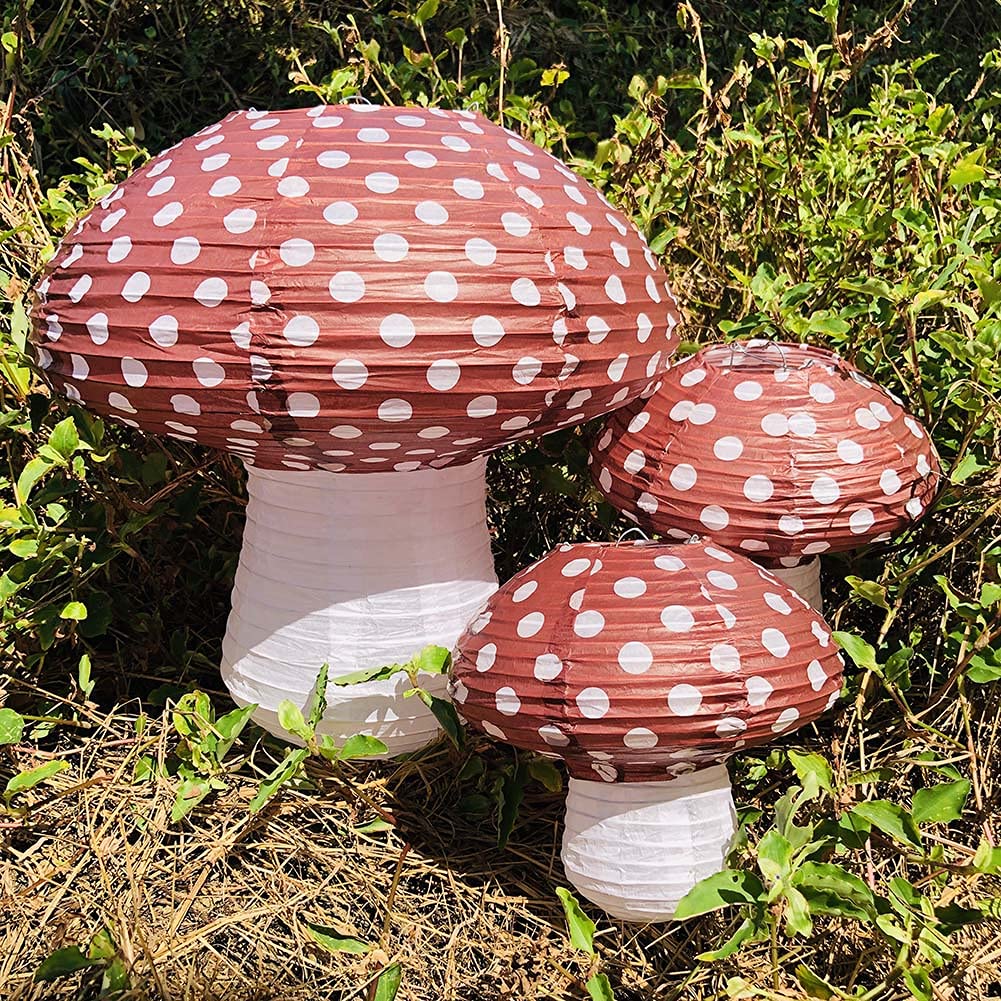 Buy 3Pcs Large Brown Mushroom Paper Lanterns for Forest Jungle