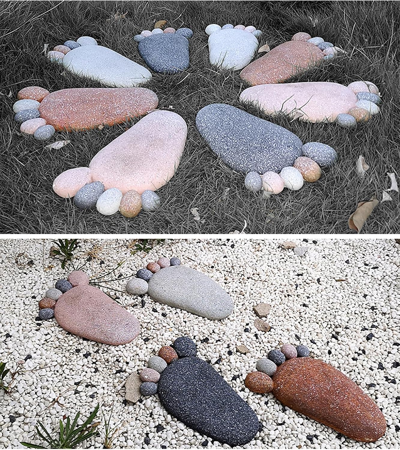 Feet Shaped Stepping Stones for Garden Pathways, Outdoor Patio Pavers, Flower Bed Landscaping Decor, Colorful Yard Ornaments, Durable and Weather-Resistant Garden Stones