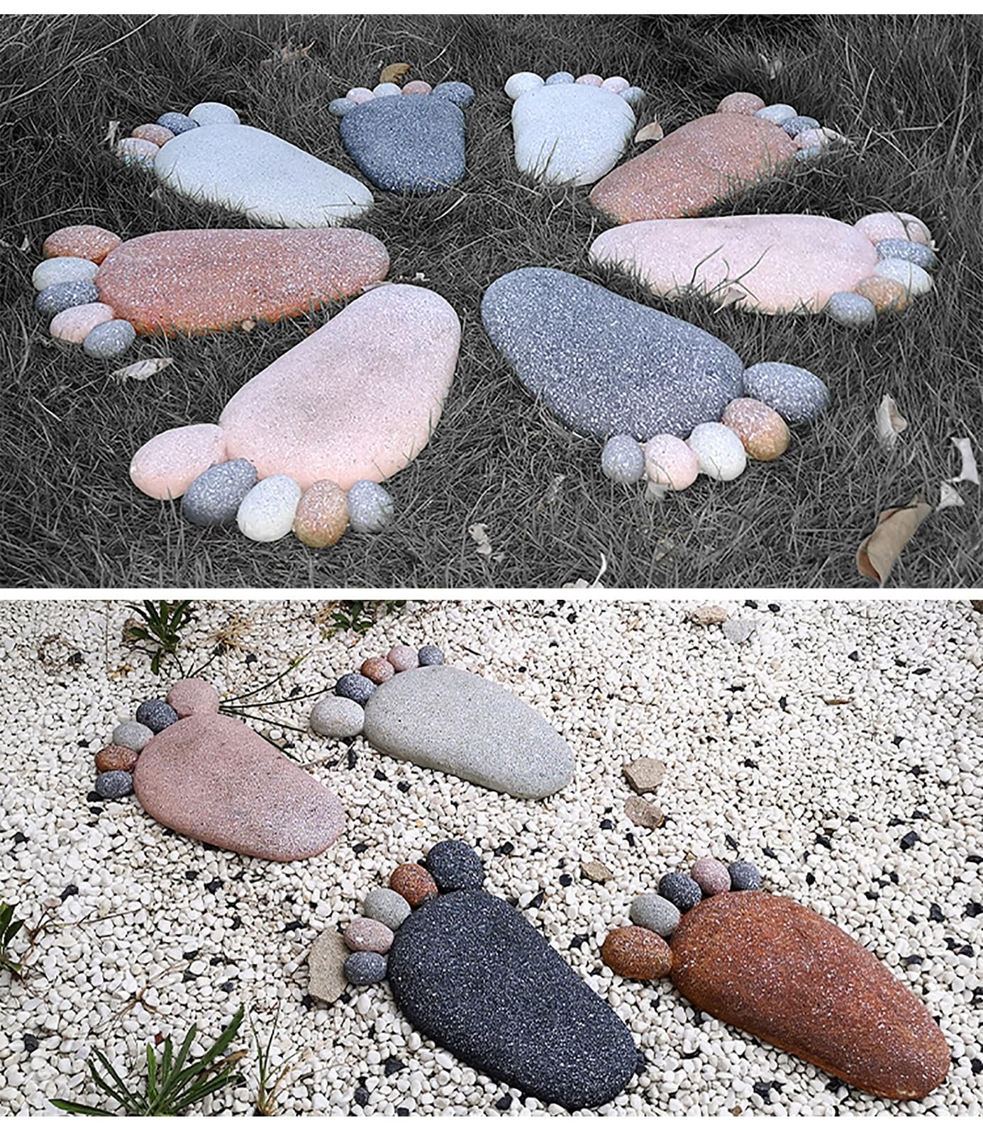 Amazon.co.jp: カラフルな足の形をした屋外用踏み石、庭の装飾小道歩道