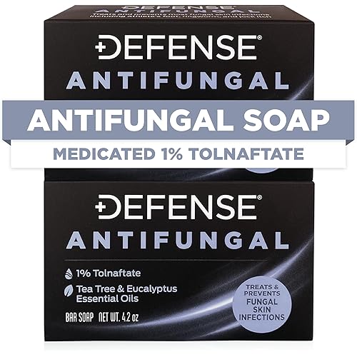Defense Antifungal Bar Soap 2-Pack | Jock Itch, Ringworm, Athlete's Foot, Skin Fungus | Medicated Anti Fungal Treatment (Two Bars, No Case)