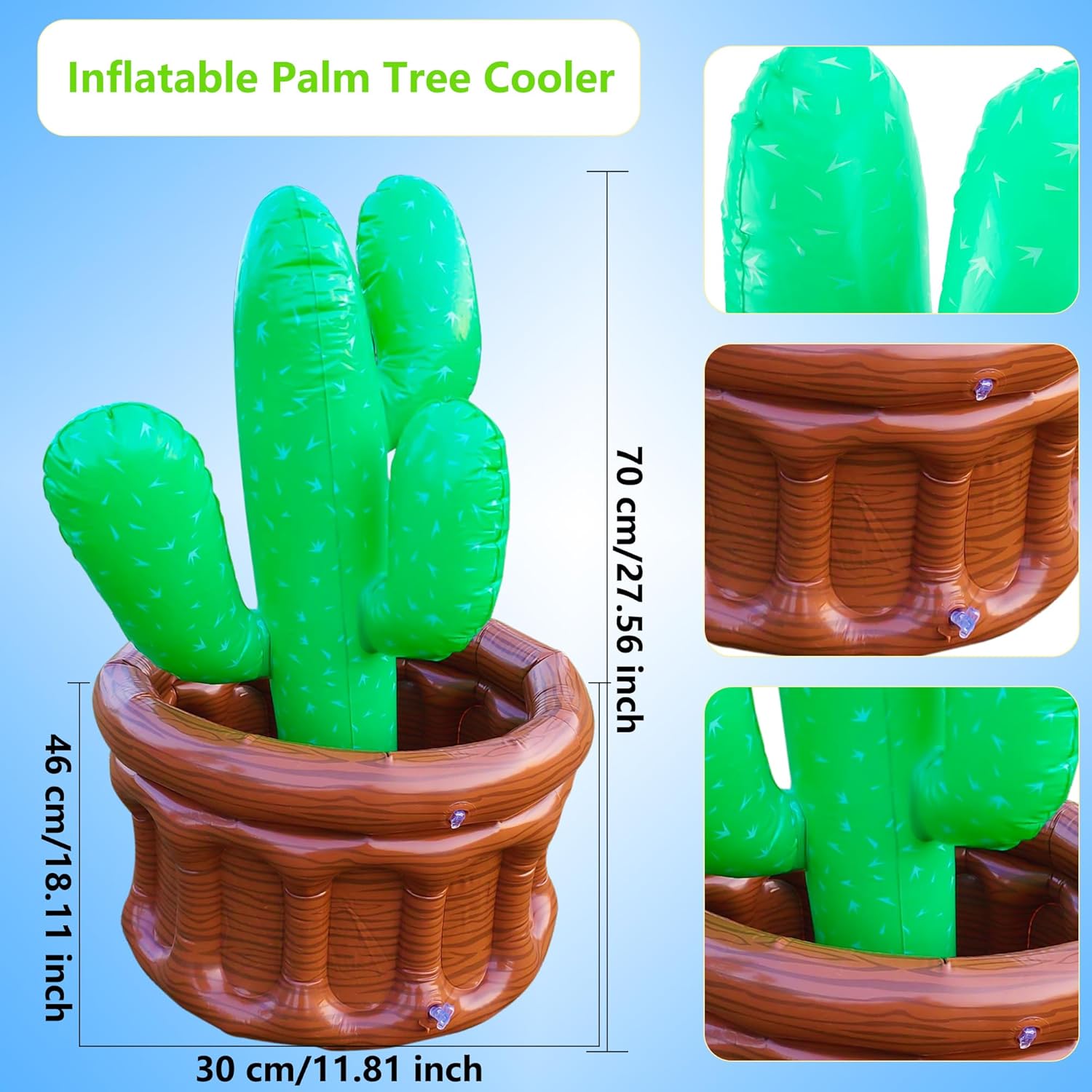 2 Pack 28 Inch Inflatable Cactus Drink Cooler Large Giant Blow Up Inflatable Drink Containers for Parties Western Fiesta Party Supplies Decorations