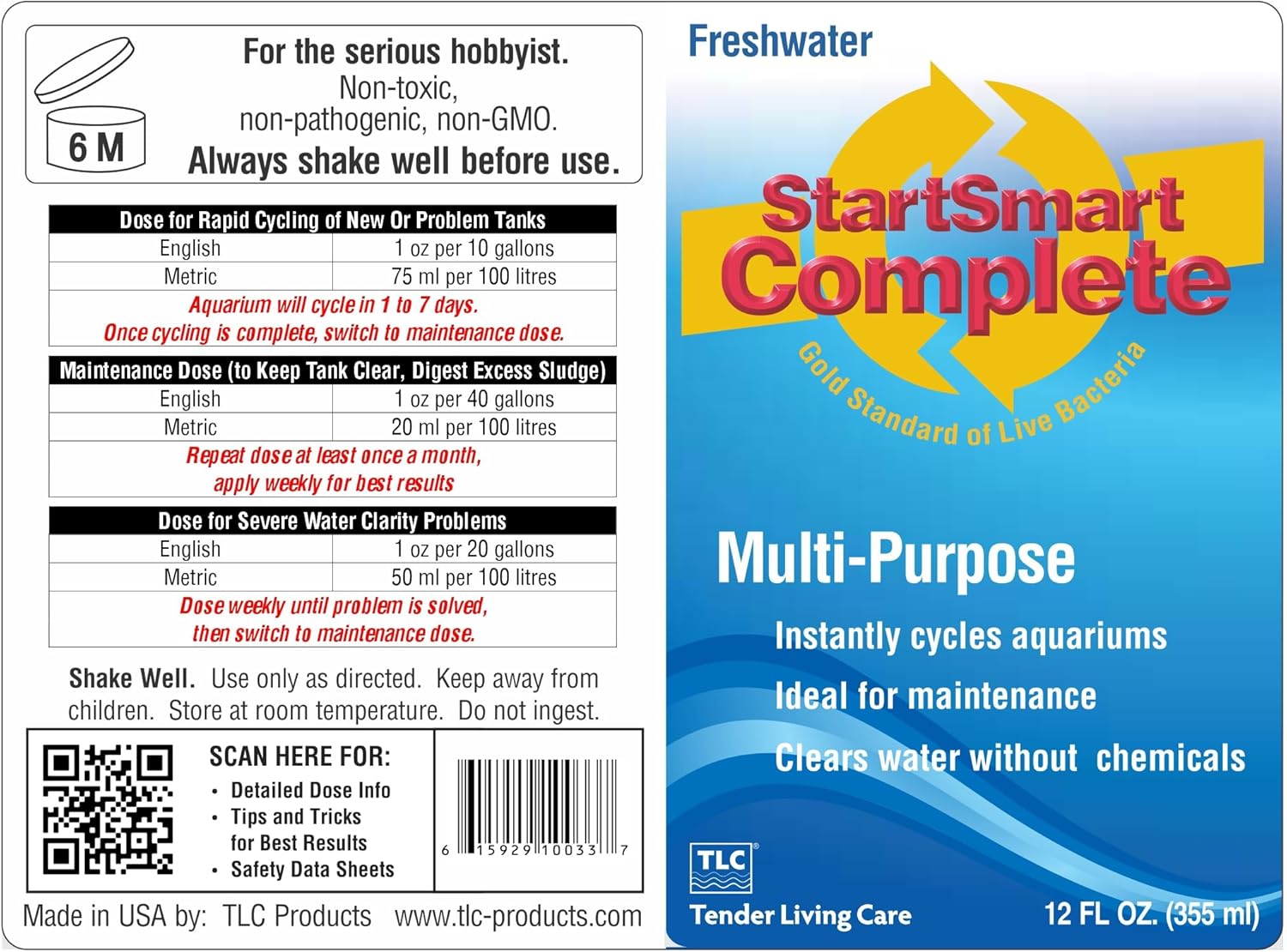 StartSmart Complete, Freshwater: Cycling, Clarifier, Maintenance, Water Treatment for Aquarium and Pond Maintenance, 32 oz. (946 ml)