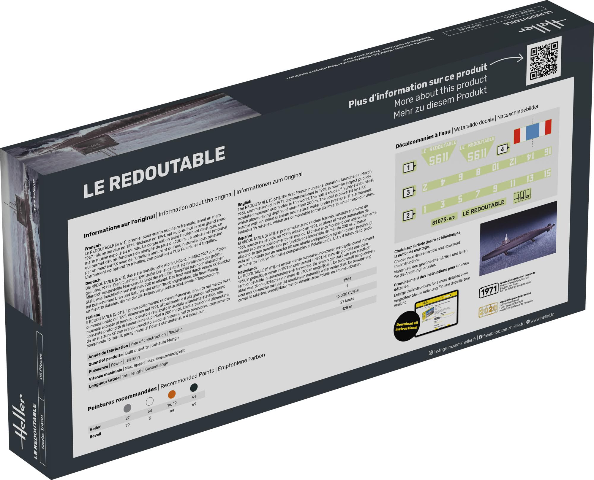 Heller Maquette sous-Marin : Collection Historique : Starter Kit : U-Boot S/M Redoutable