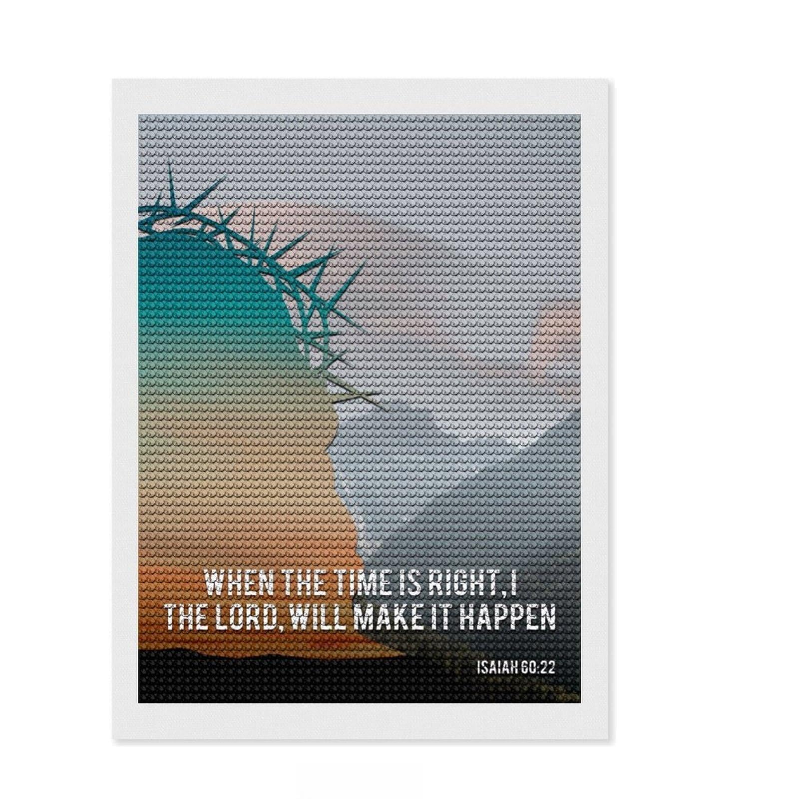 Junmoney Christian Quote of Bible 4 Diamond Art Kit 12"x16", Full Kit Included, Easy to Enjoy, Bedroom Decor, Festive Craft Gift, Simple to Start