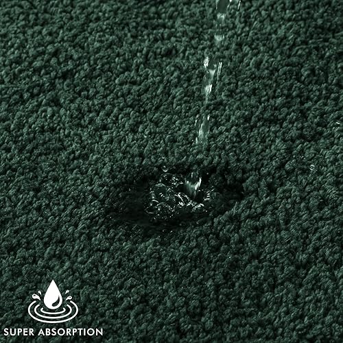 Miniatura 4 de MIULEE Tapetes de baño absorbentes de color verde oscuro, suaves, navideños, antideslizantes, de secado rápido, para baño, bañera y duchas, lavables