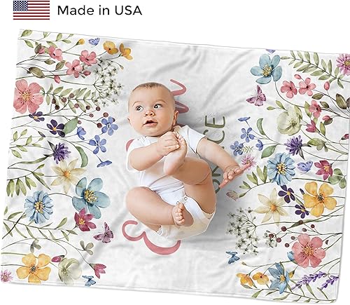 Miniatura 57 de Mantas de bebé personalizadas – Regalos personalizados para bebé con nombre para niñas – Suave, ligera y para regalar (mariposa 155) Mariposa