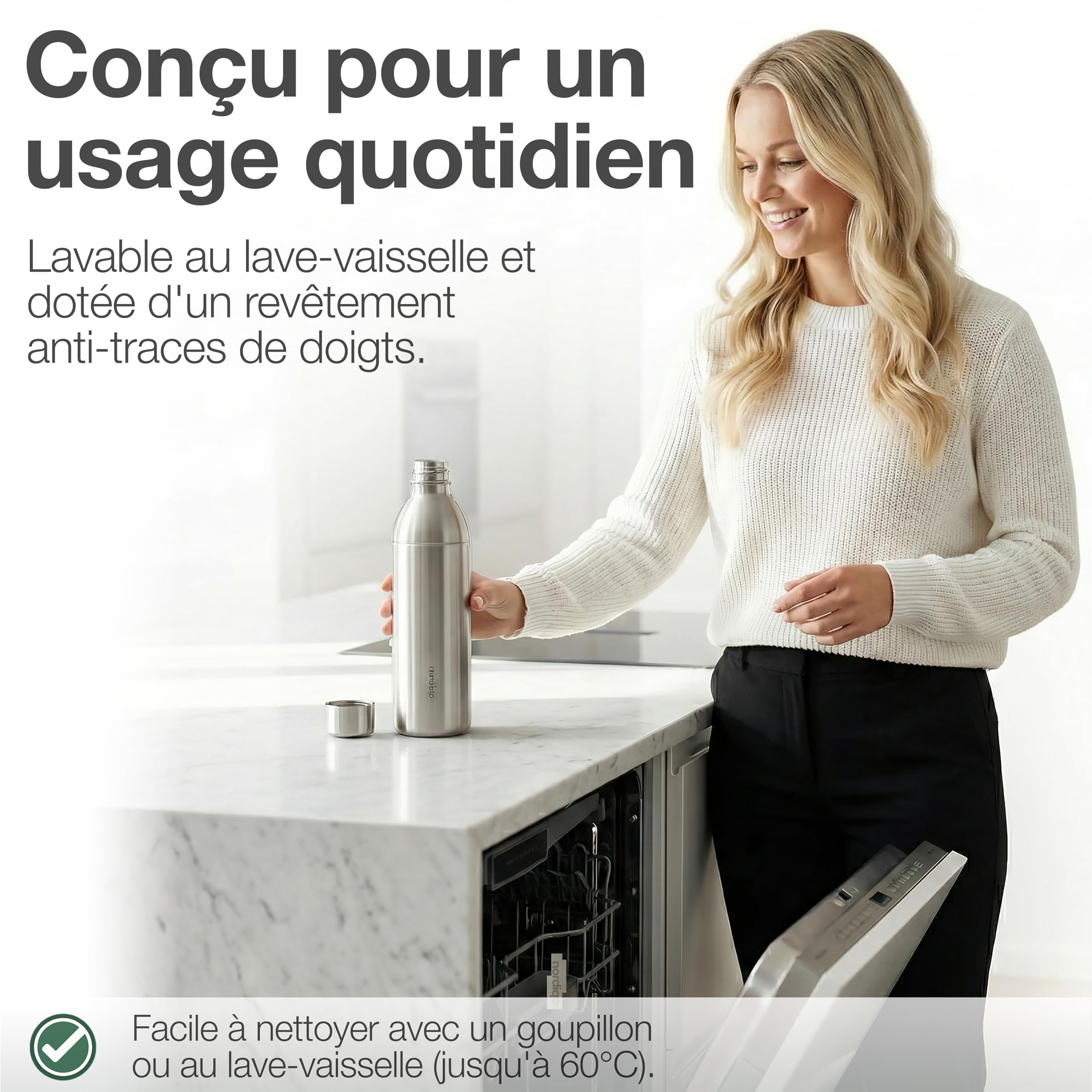 1300ml Bouteille en Acier Inoxydable pour Aarke Carbonator 3 & SMEG (Non Pro) - Étanche, Sans Plastique - Sans Date Limite, Lignes de Remplissage Intérieur & Extérieur - 2 x Acier