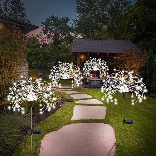 Miniatura 3 de Luces solares de fuegos artificiales, luces de jardín, paquete de 4 120 luces LED decorativas, luces solares decorativas para bricolaje, 12 horas de