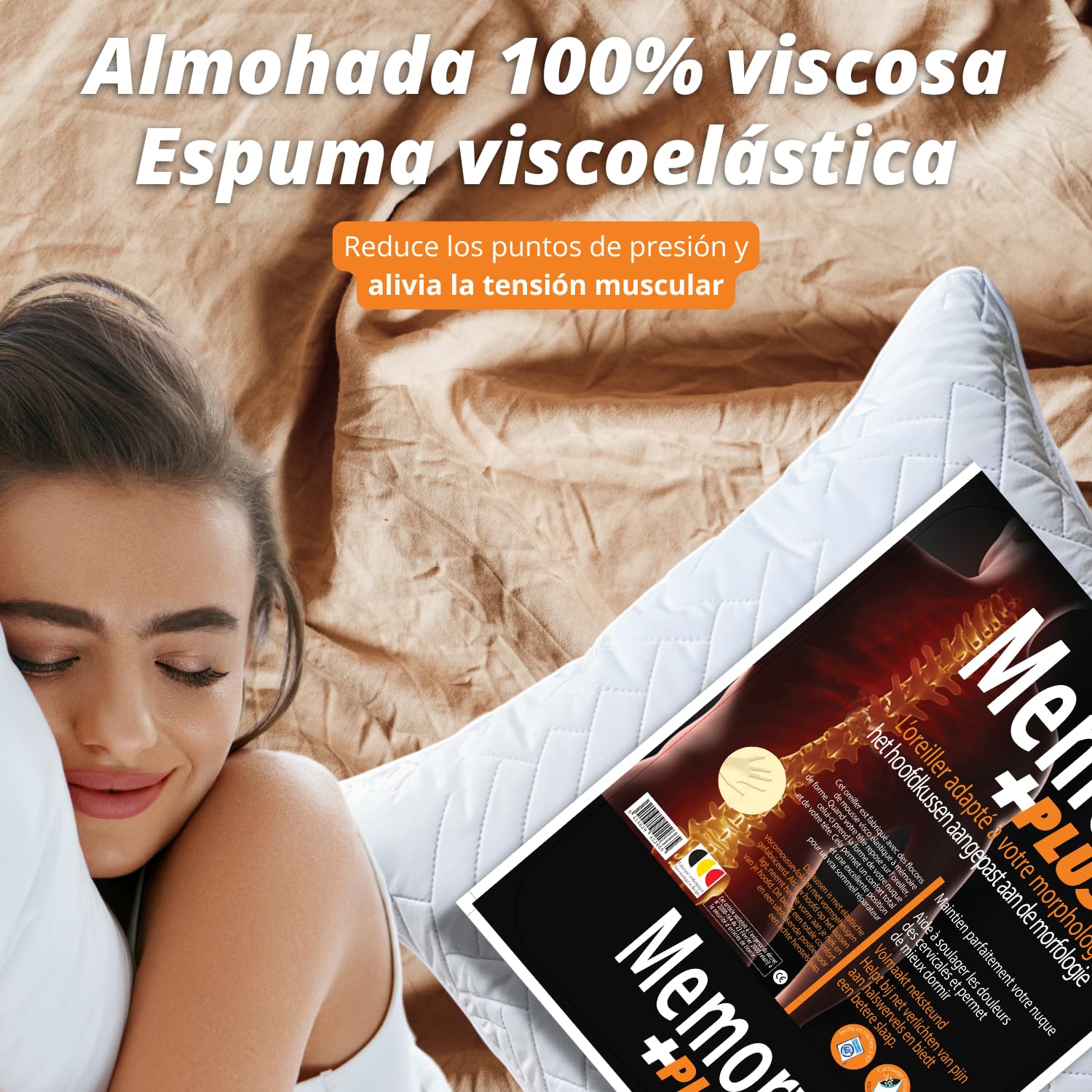 Almohada Viscoelastica 60 cm x 60 cm x 15 cm Almohada 60x60 Cojin Viscoelastico Cojin Cervical Sofa - Almohada Cervical Viscoelastica Antironquidos - Almohada Dormir De Lado Cojin Cervicales Y Cuello