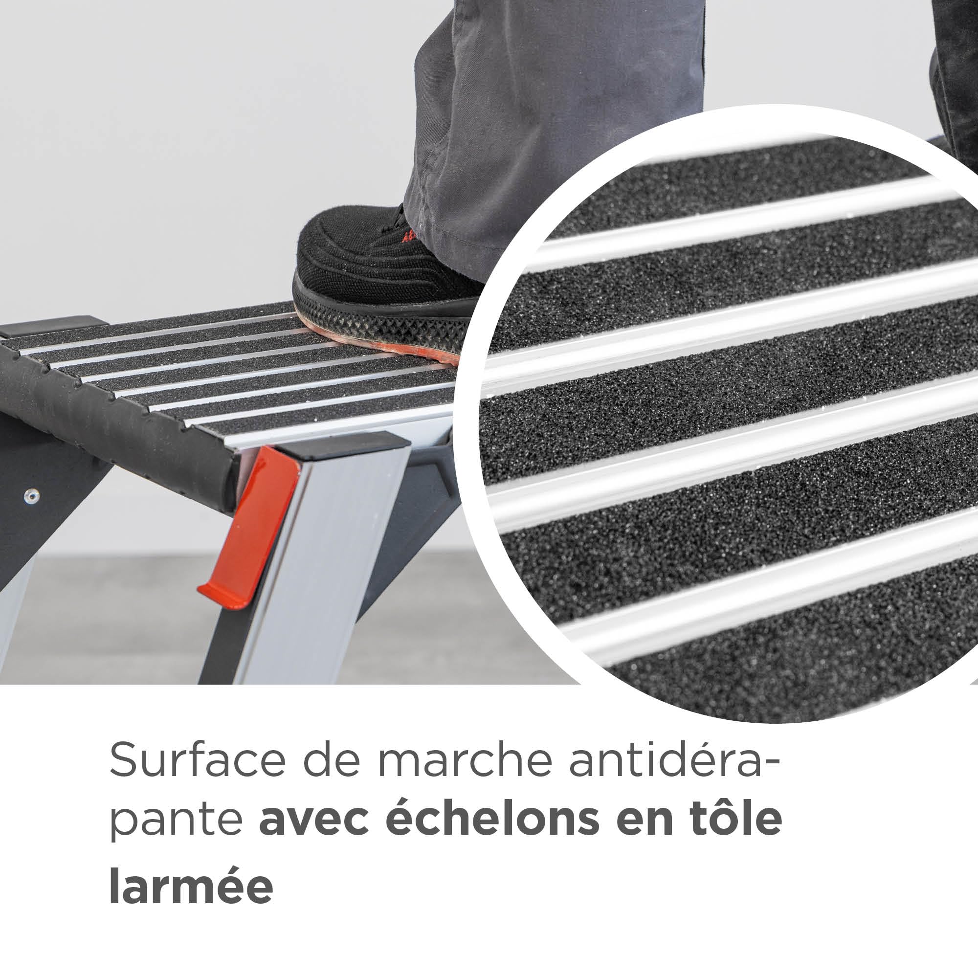 blizz-z Plateforme de Travail en Aluminium | Charge admissible 150 kg, Conforme à la Norme en 14183 | Hauteur : 49,9 cm, Longueur : 127 cm, Largeur : 51,8 cm | Estrade de Travail, escabeau