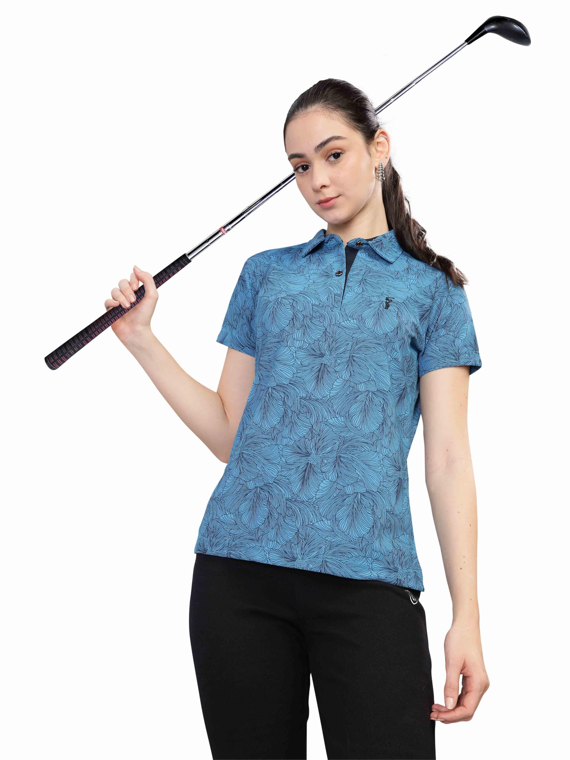 STELLERS Women's Printed Polo Collar T-Shirt| Feather Touch Feel | Warm| Regular Fit| Odour Resistant| Anti-Static| Wrinkle Free | Quick Dry | Stretchable | Lightweight | Sweat-Proof-picture-11