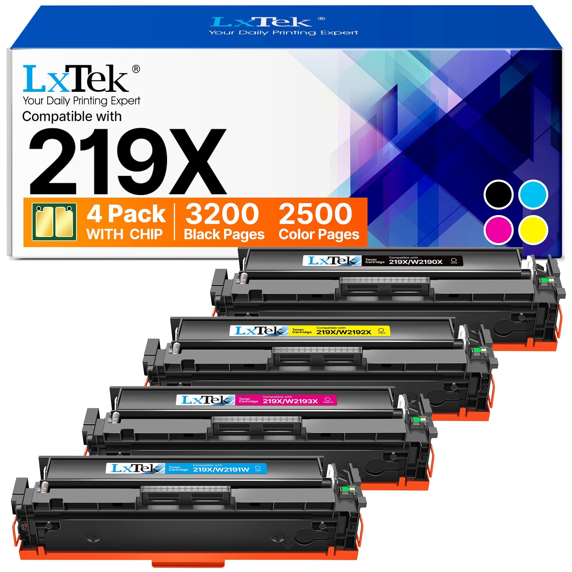 219X mit Chip Kompatibel für HP 219X für HP Color LaserJet Pro MFP 3302FDWG | Kompatibel für HP 219X Toner Set Original Kompatibel für HP Color Laserjet Pro MFP 3302 Toner 3302SDWG 3302FDNG, 4er-Pack