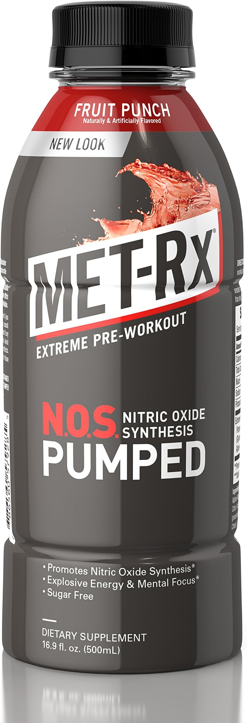 MET-Rx NOS Pumped, Nitro Punch, 16.9 oz. (12 Count), Pre-Workout Ready to Drink (RTD) Sugar Free Energy Supplement with Caffeine, and Amino Acids for High Intensity Workouts