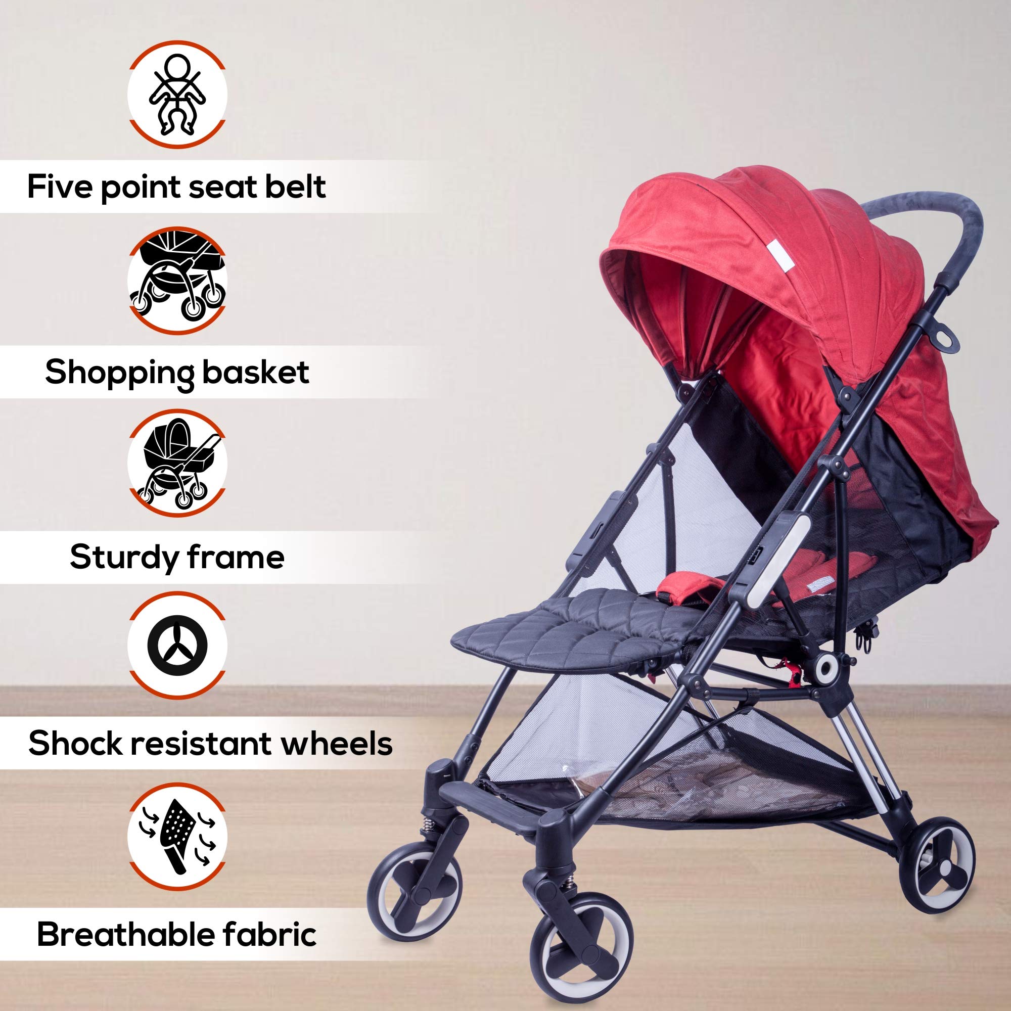 Tector Annie Baby One-Click-Fold Baby Stroller / Buggy (Red) - Pouch Series 1