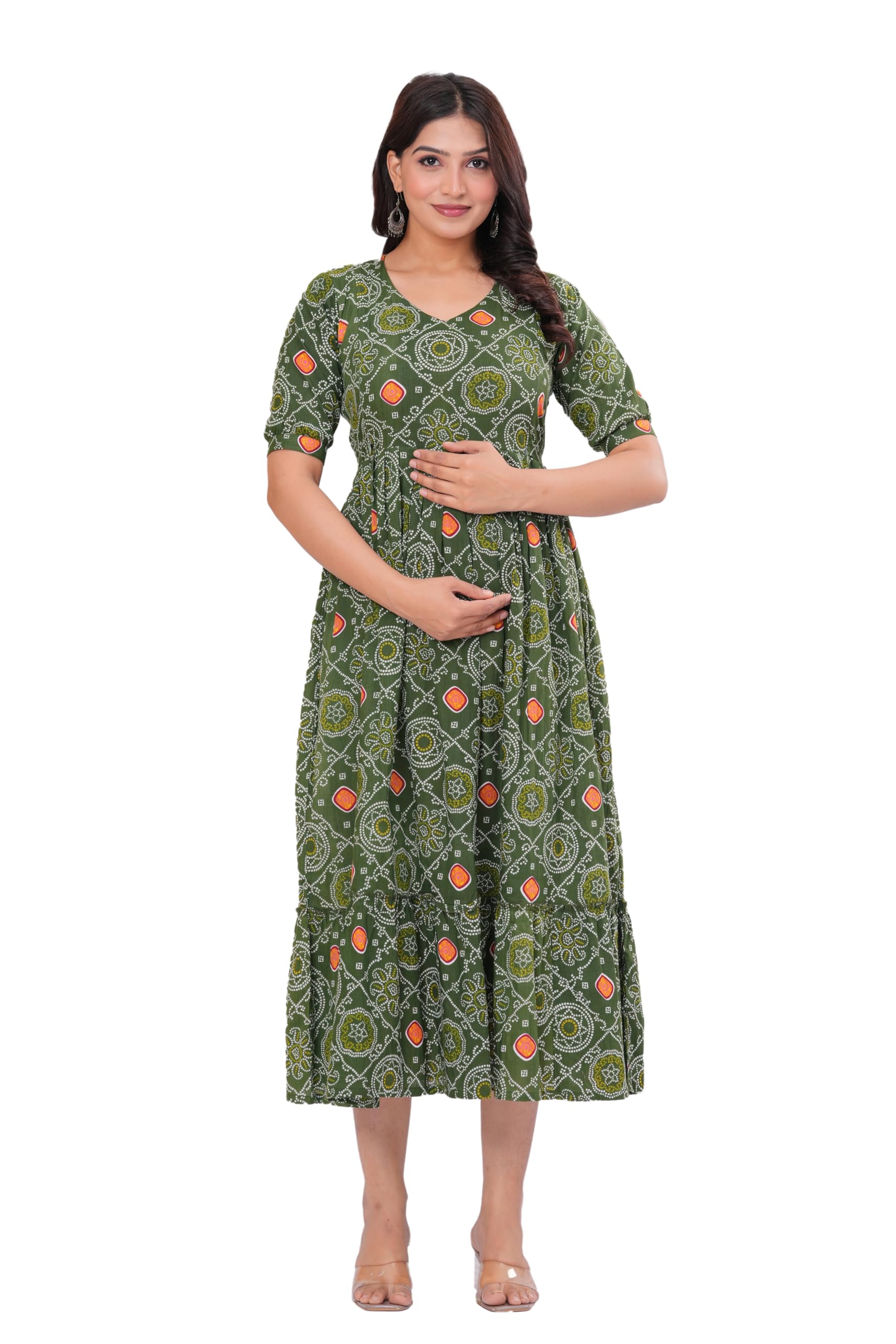 Elegant Cotton Floral Anarkali Maternity Feeding Kurti for Women | Stylish Nursing Wear with Zipper Access | Comfortable Pregnancy Dress-image-39