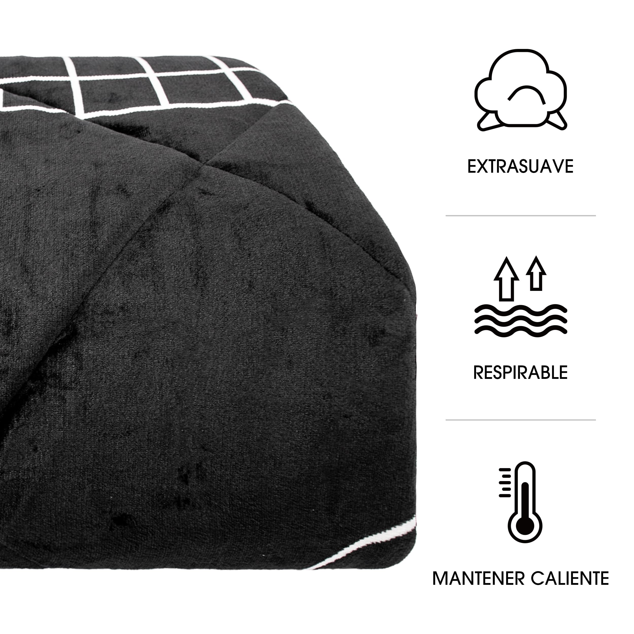 BESCH Edredón Invierno Nórdico de Franela con Forro Polar de Sherpa 240x260 cm + 2 Fundas de Almohada | Edredones Borreguillo Extra Suave para Cama, Cálido y Gruesa (Paris)