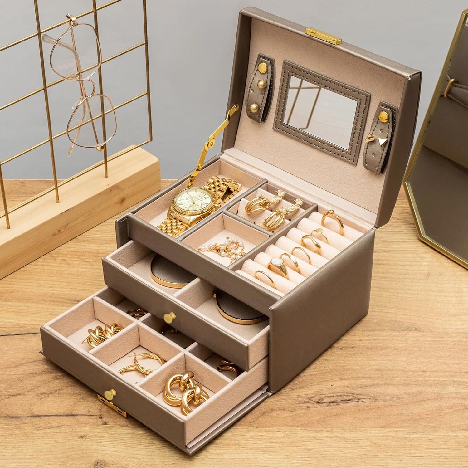 KALIONE 12 Pcs Small Knobs for Jewelry Box Gold Small Cabinet Knobs 1/2 Inch Mini Drawer Knob Pulls for Gift Case, Antique Jewelry Box Dresser