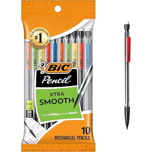 BIC Xtra-Smooth Mechanical Pencils with Erasers, Medium Point (0.7mm), 10-Count Pack, Bulk Mechanical Pencils for School or Office Supplies