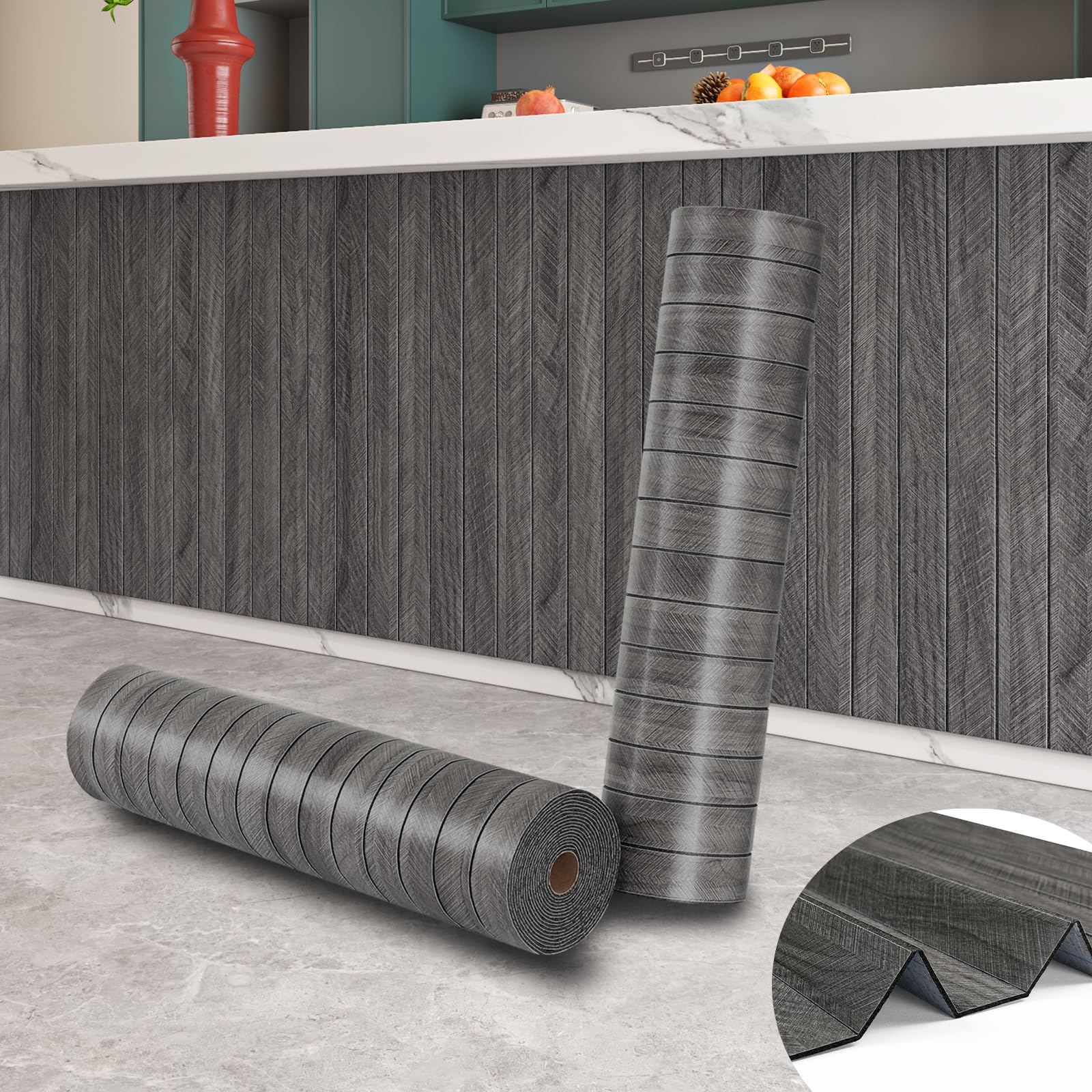 Papier peint autocollant 3D ReWallpaper gris 30cm x 2,33M pour mur