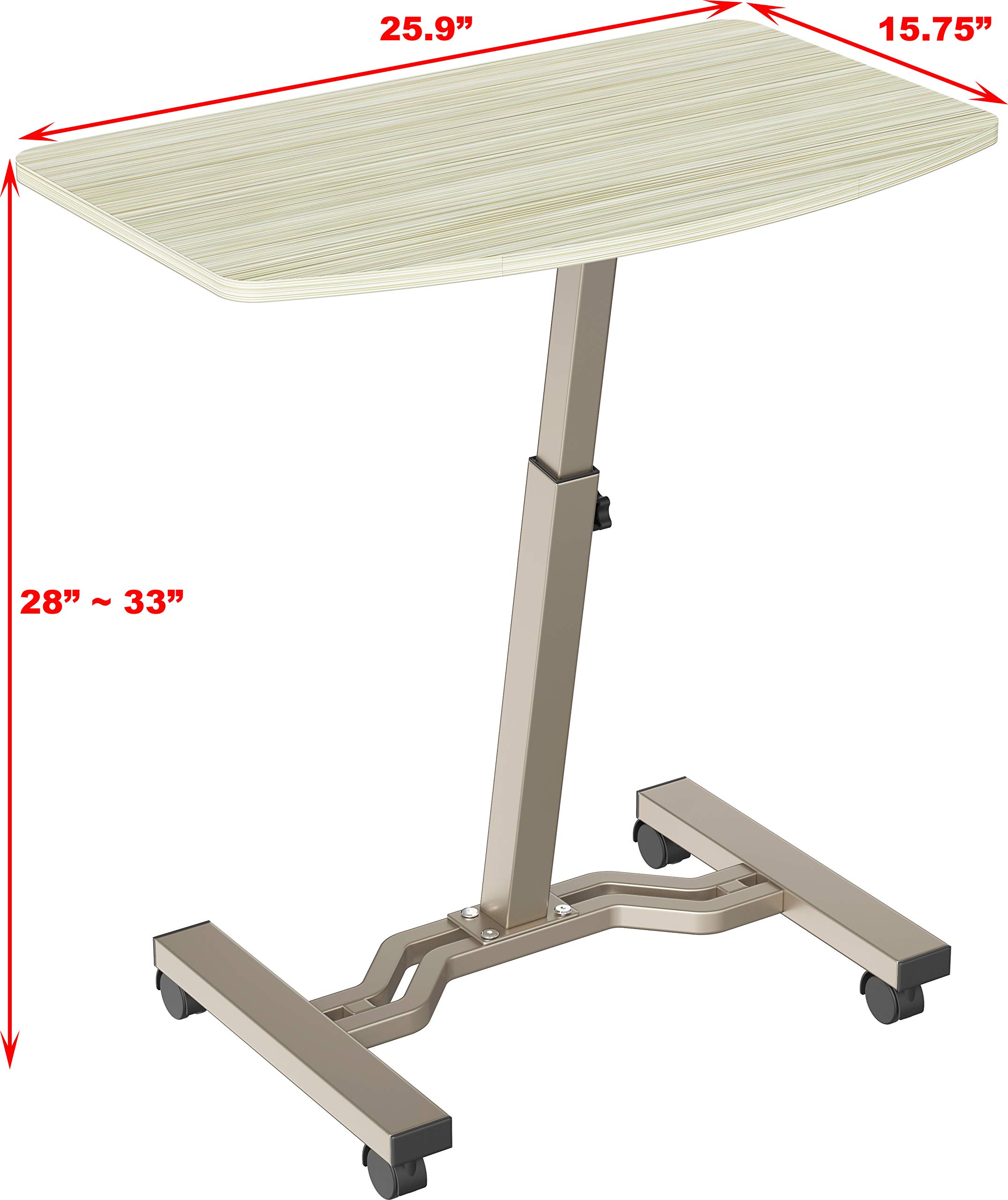 SHW Height Adjustable Mobile Laptop Stand Desk Rolling Cart, Height