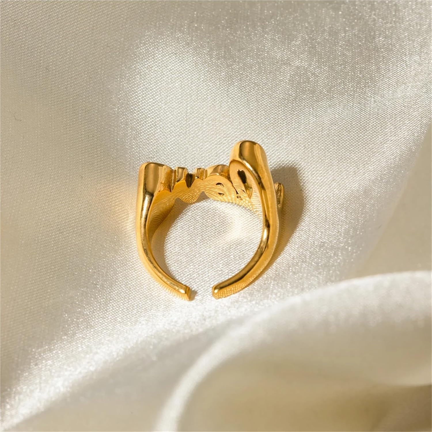 Stainless Steel Metal LOVE Letter Design Opening Ring Statement Texture Chunky Earrings Party Gift 1Pcs