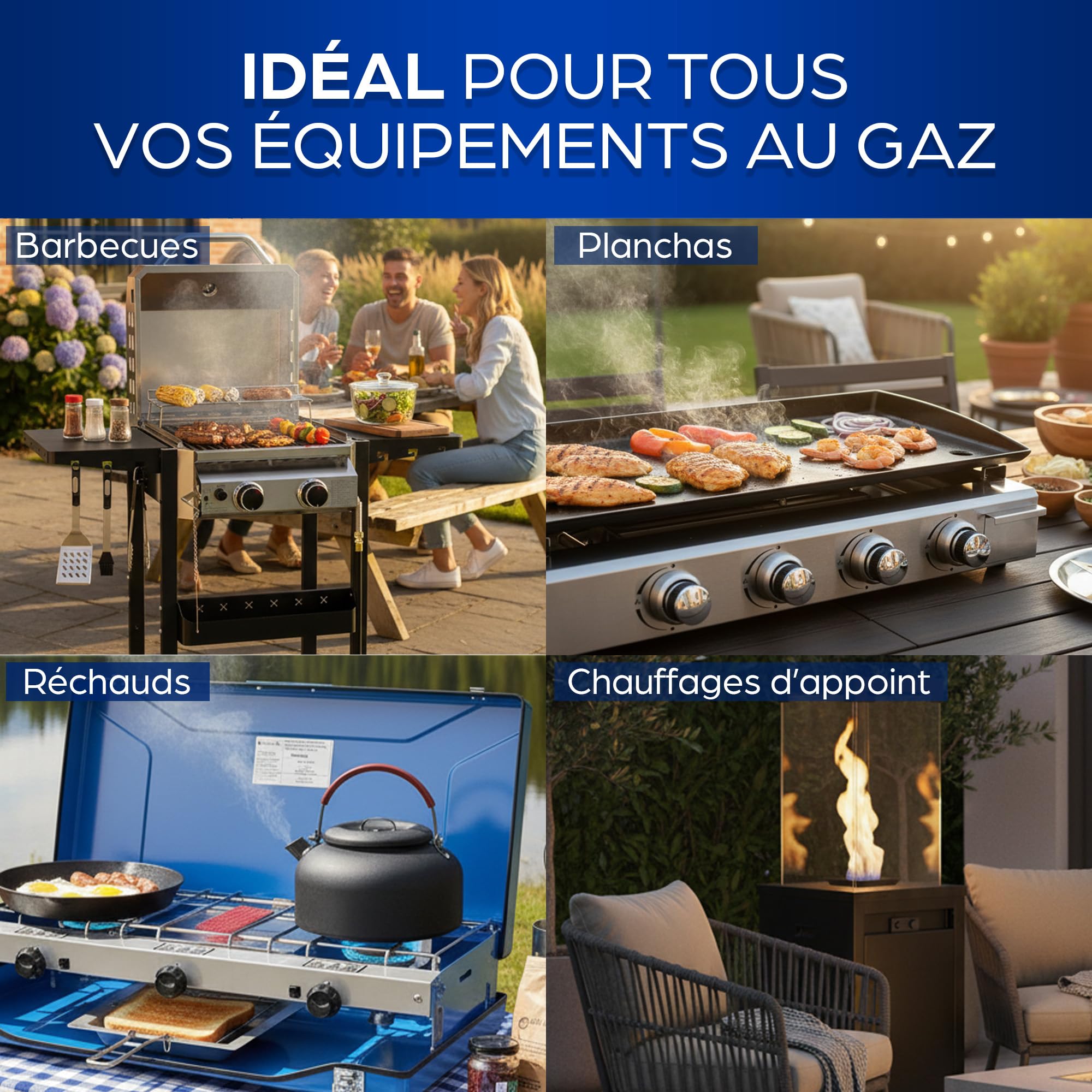 Détendeur Gaz Propane 37 Mbar avec Sécurité Excès de Débit – Raccord G.2 Bouteille 13 Kg ou 35 Kg – Sortie Filetée 20x150 – Débit 1,5 Kg/h – Pour Barbecue, Plancha, Chauffage – Conforme NF En 16129