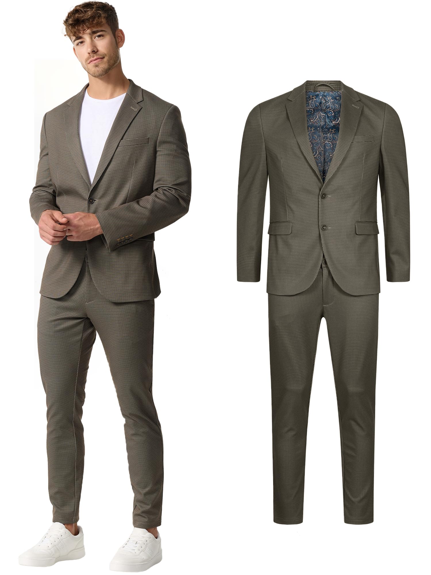 Jueshanzj Herren Anzug 2-teilig - Freizeit Anzugjacke Mit Anzughose Set