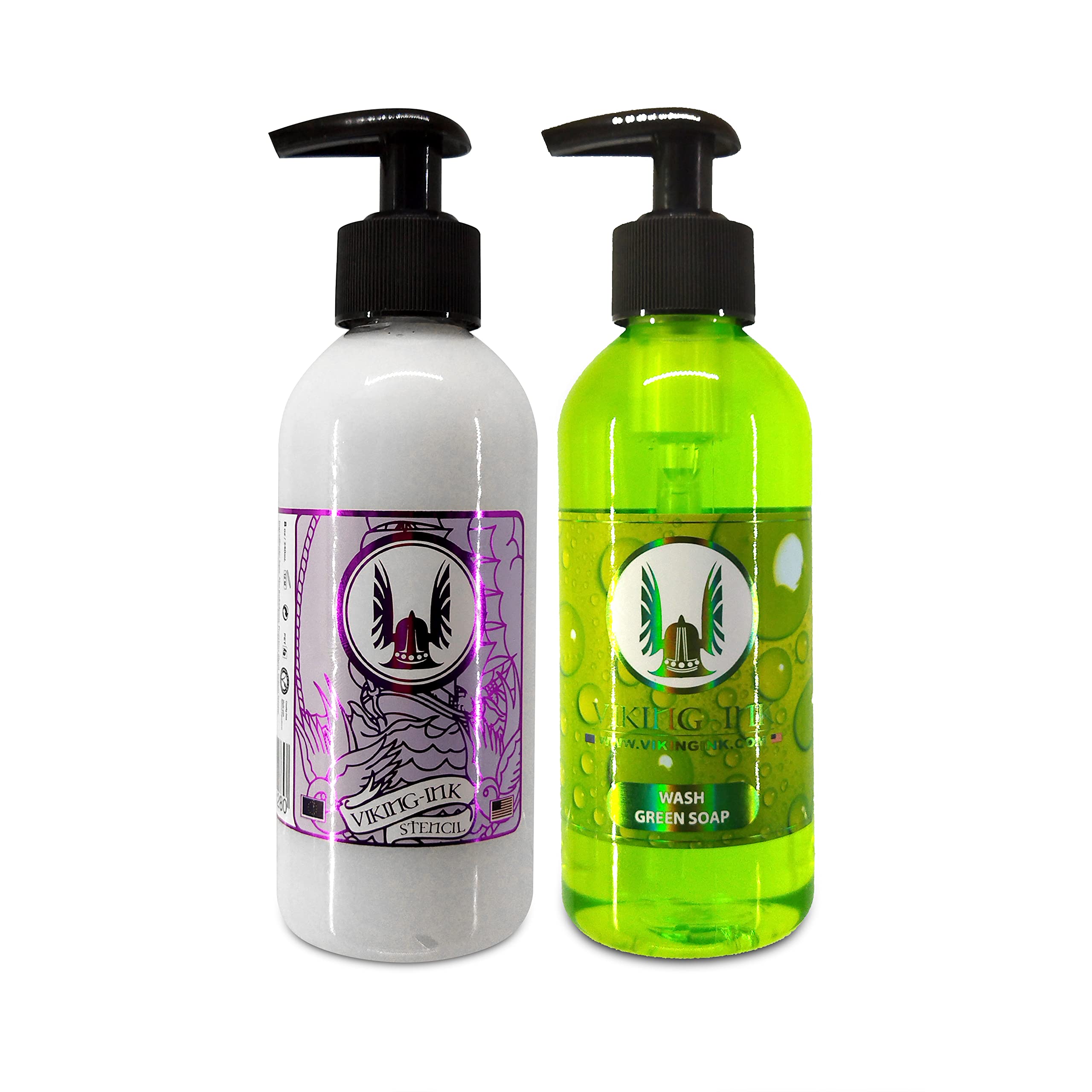 VIKING INK - Limpiador para tatuajes KIT WASH GREEN SOAP + STENCIL 8OZ - Sanitizante - Vegan