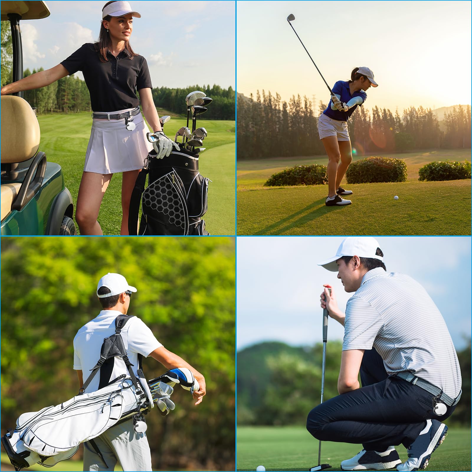 PATIKIL Golf Pelotas Soporte, 2uds Plástico Giratorio Plegable Sostiene 2 Bolas Golf Clip Accesorios para Pelota Juegos Accesorio en Cintura Cinturón, Negro