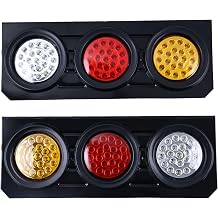 63 LED Trailer Tail Light with Iron Bracket Base Kit 12V-30V 4 Inch Round Led Trailer Tail Lights Compatible With RV Camper Flatbed Trucks