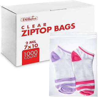 7" x 10" Reclosable Poly Zip Top Bags (1000 Count), 2 Mil - Plastic Ziplock Bags – Resealable Plastic Bags with Zipper - Clear Bags for Snacks, Hardware, Arts & Crafts