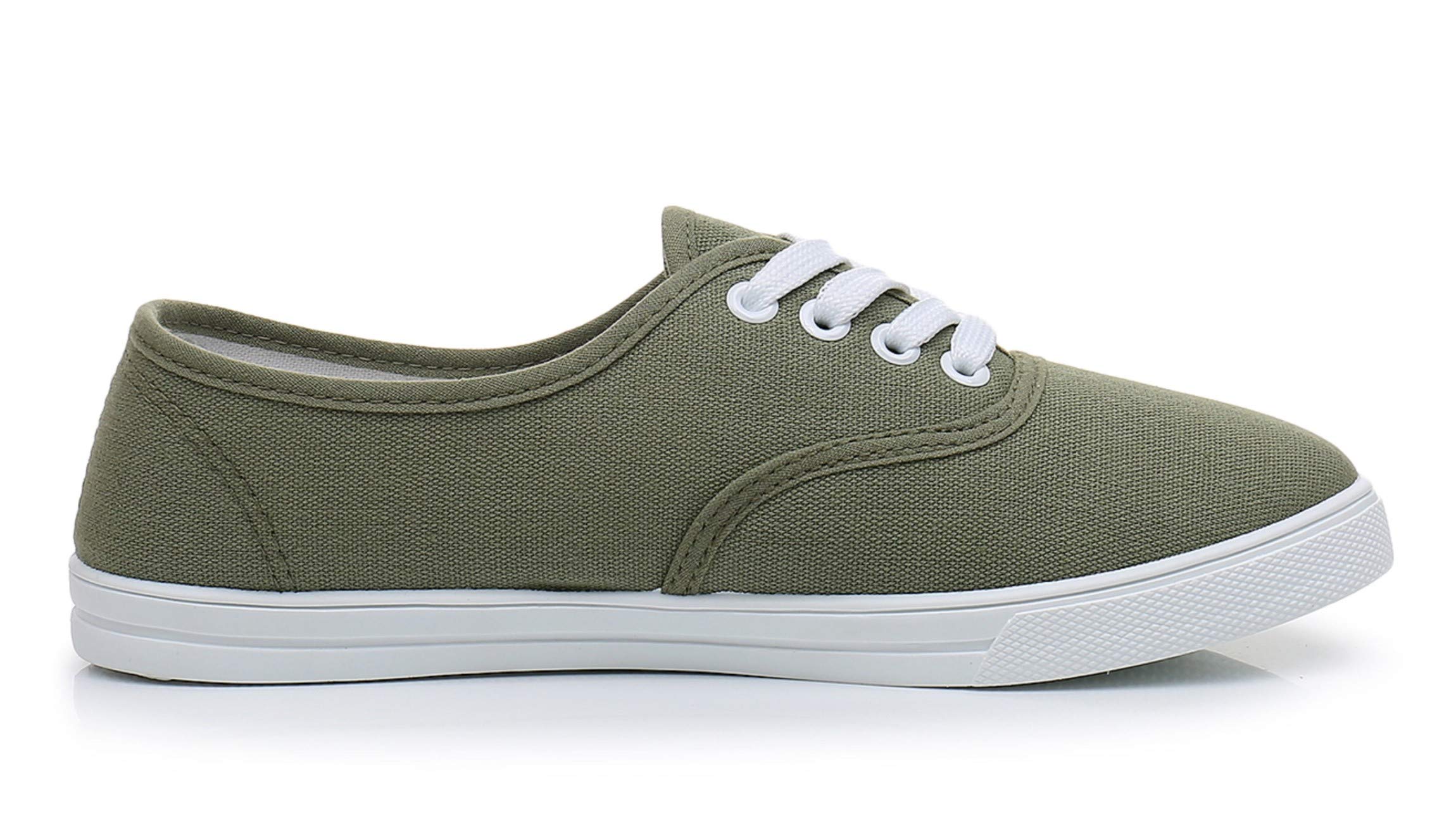 VenusCelia Tenis de lona arcoíris para mujer con cordones, verde (Oliva/pétalos de pincel.), 35.5 EU