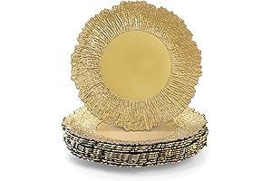 Coloch Charger Plates Set of 12: Golden Plastic Decorations for Dining