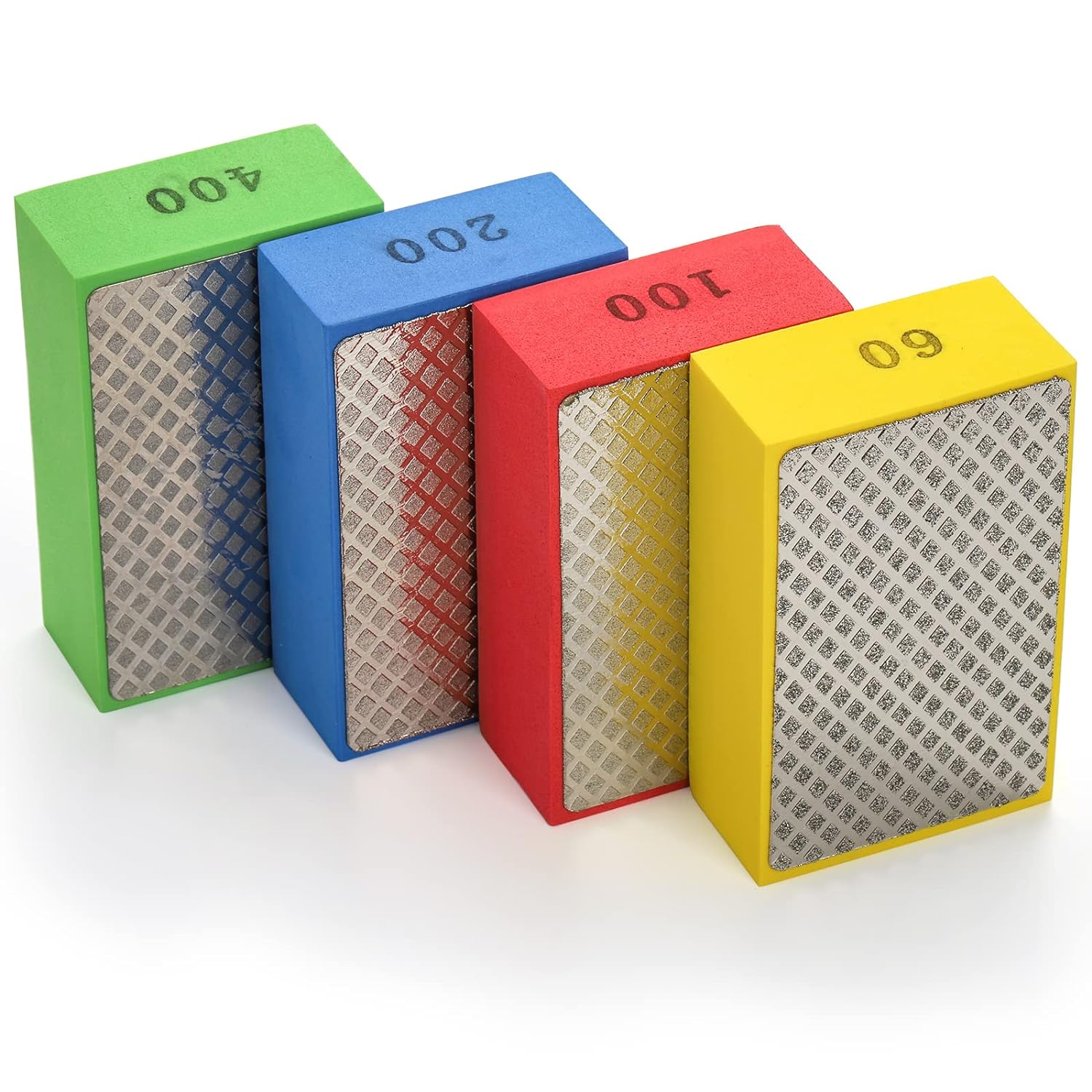 TOPZEA 4 Pack Diamond Hand Polishing Pads, Diamond Sanding Blocks