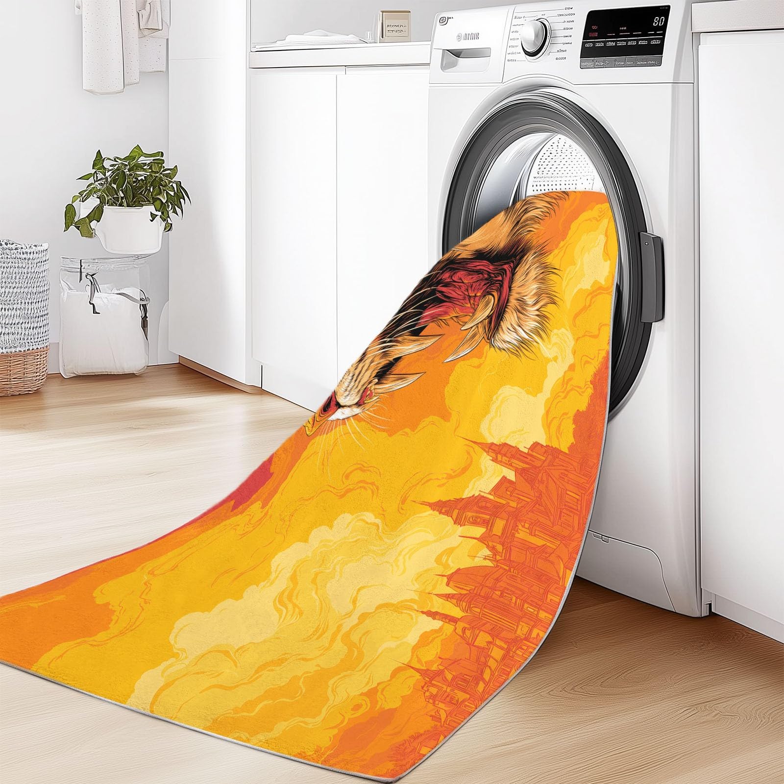 Fierce Flaming Tiger - Alfombra antideslizante (180 x 240 cm), diseño de animales de fantasía, alfombra para dormitorio de niños y niñas, alfombra de suelo para sala de estar, dormitorio, alfombra de