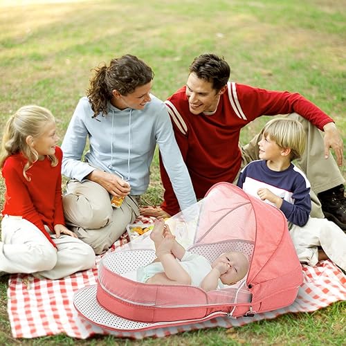 Miniatura 4 de Moisés portátil de viaje para bebé, bolsa de transporte plegable, cuna de viaje, tumbona ligera para bebé, cama infantil con mosquito 2-1 y toldo