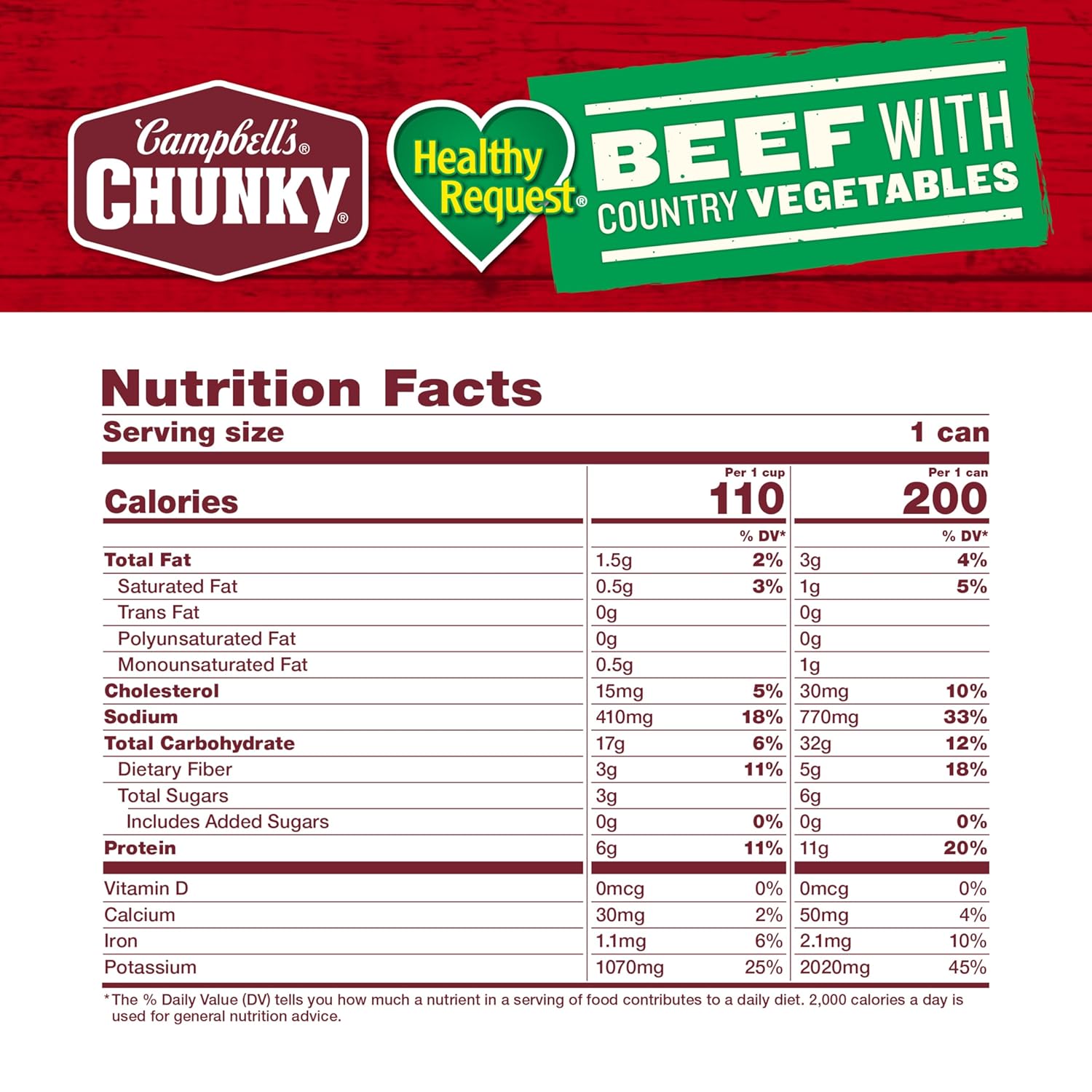 Campbell’s Chunky Healthy Request Soup, Beef Soup with Country Vegetables, 16.3 Oz Can (Case of 8)