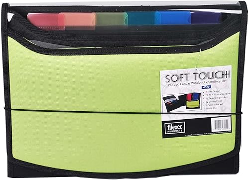 Filexec Archivo expandible de lona acolchada suave al tacto, 13 bolsillos, verde (46225-4), carta, 1 paquete