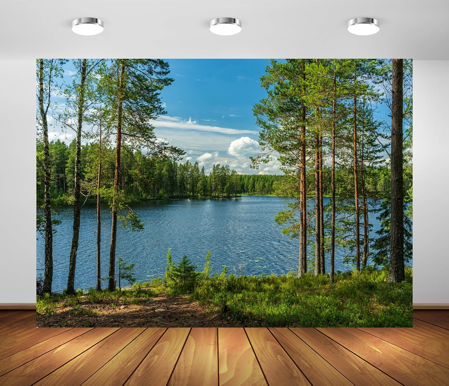 BELECO Fondo de Bosque y Lago 7x5ft Tela para Fotografía
