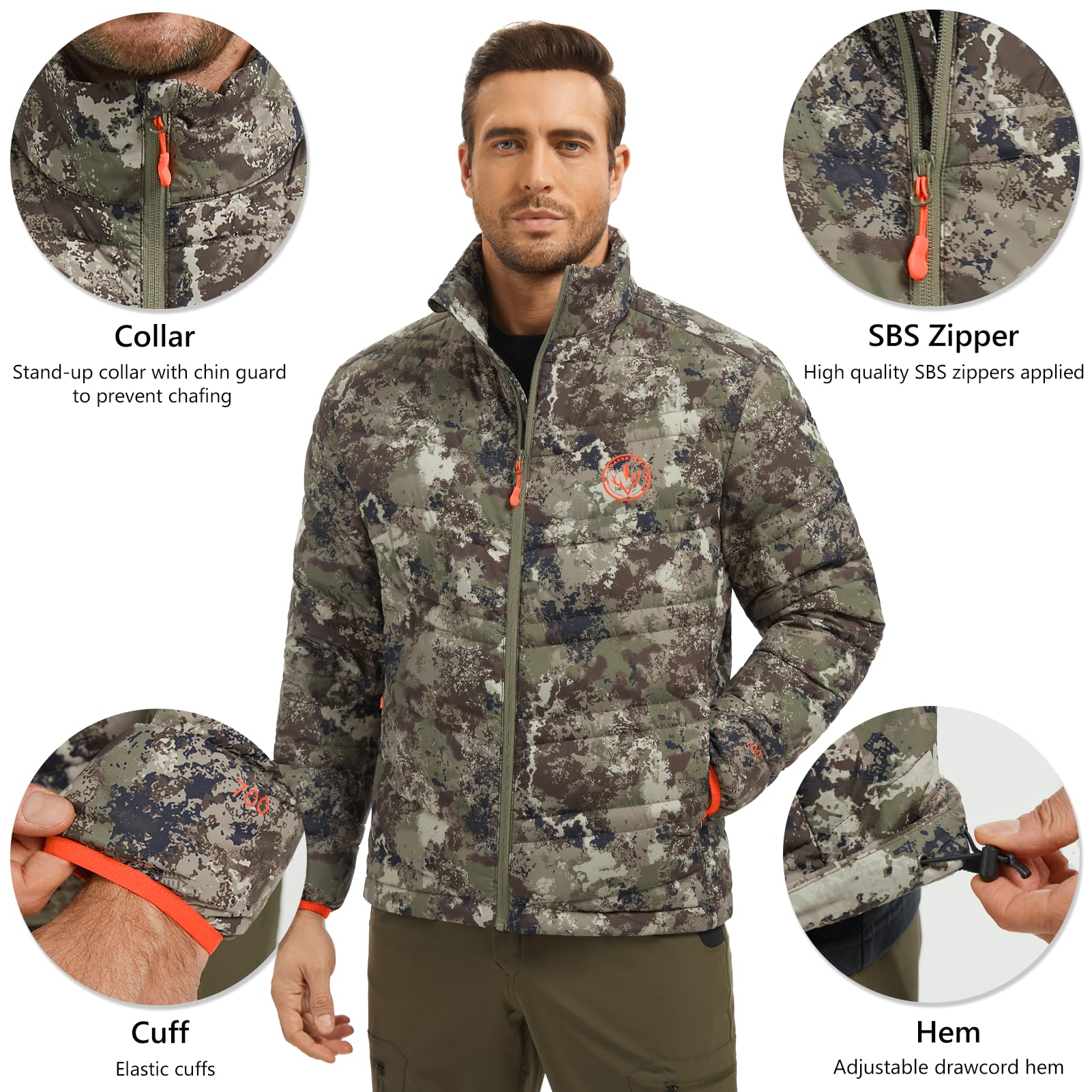 Bassdash Chaqueta Acolchada para Hombre 700FP Abrigada Resistente al Agua con Aislamiento Térmico Ideal para Caza Pesca y Senderismo FS49M