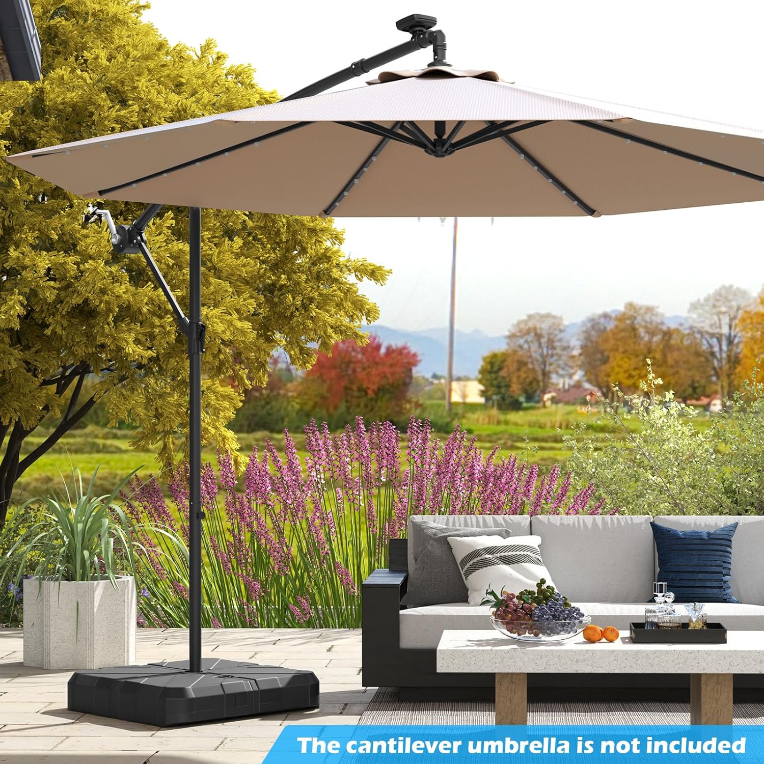 Giantex Fillable Offset Patio Umbrella Base - Heavy Duty HDPE Cantilever Umbrella Stand, 176lbs Water & Sand Weight Capacity, Pole Holder for Outdoor, Deck, Backyard, Garden, Market
