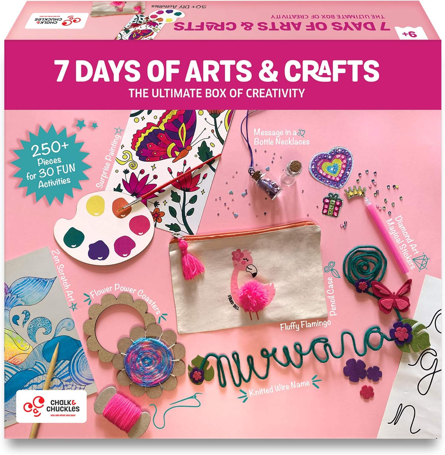 Chalk and Chuckles 7 Days of Arts & Crafts Kit – 30 Creative Activities for Kids Ages 9+