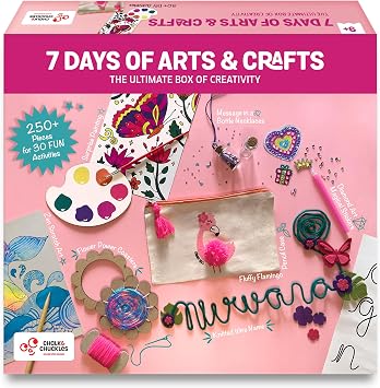 Chalk and Chuckles 7 Days of Arts & Crafts Kit 30 Creative Activities for Kids Ages 9+