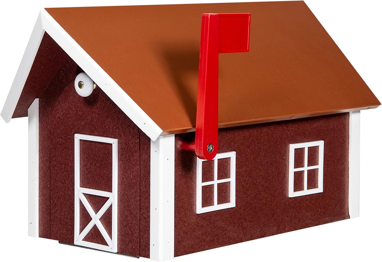 Deluxe Poly Mailbox with Penny Copper Roof, Cherrywood and White