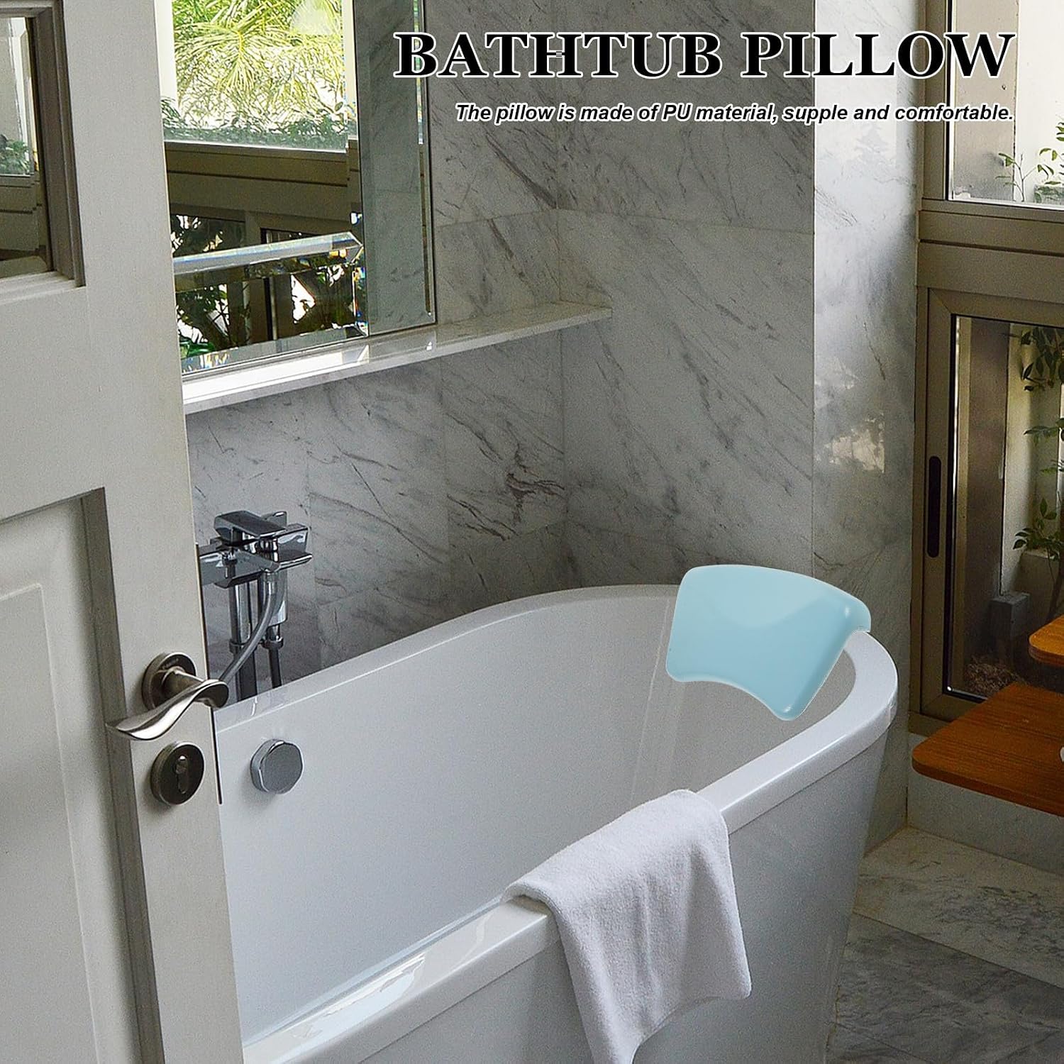 Healifty Soaking Tub Pillow Bath Head Cushion Soft Pu Material Fatigue Relief Bath Pillow with Suction Cups for Home Spa and Bathroom Use