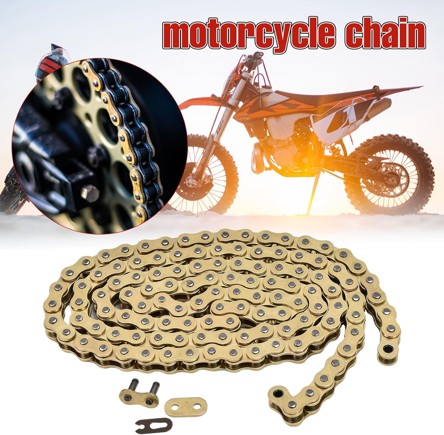 Max Motosports Standard Drive Chain and Sprocket Kit replacement for Honda CRF150R 2007-2025 (Gold)
