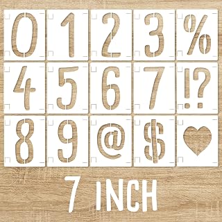7 Inch Symbol and Numbers Stencils, Reusable Templates Interlocking 0-9 Address Number Stencil Kit for Painting Numbers on Recycling Bin, Wall, Mailbox, Sign, Patio, DIY Art Craft Projects