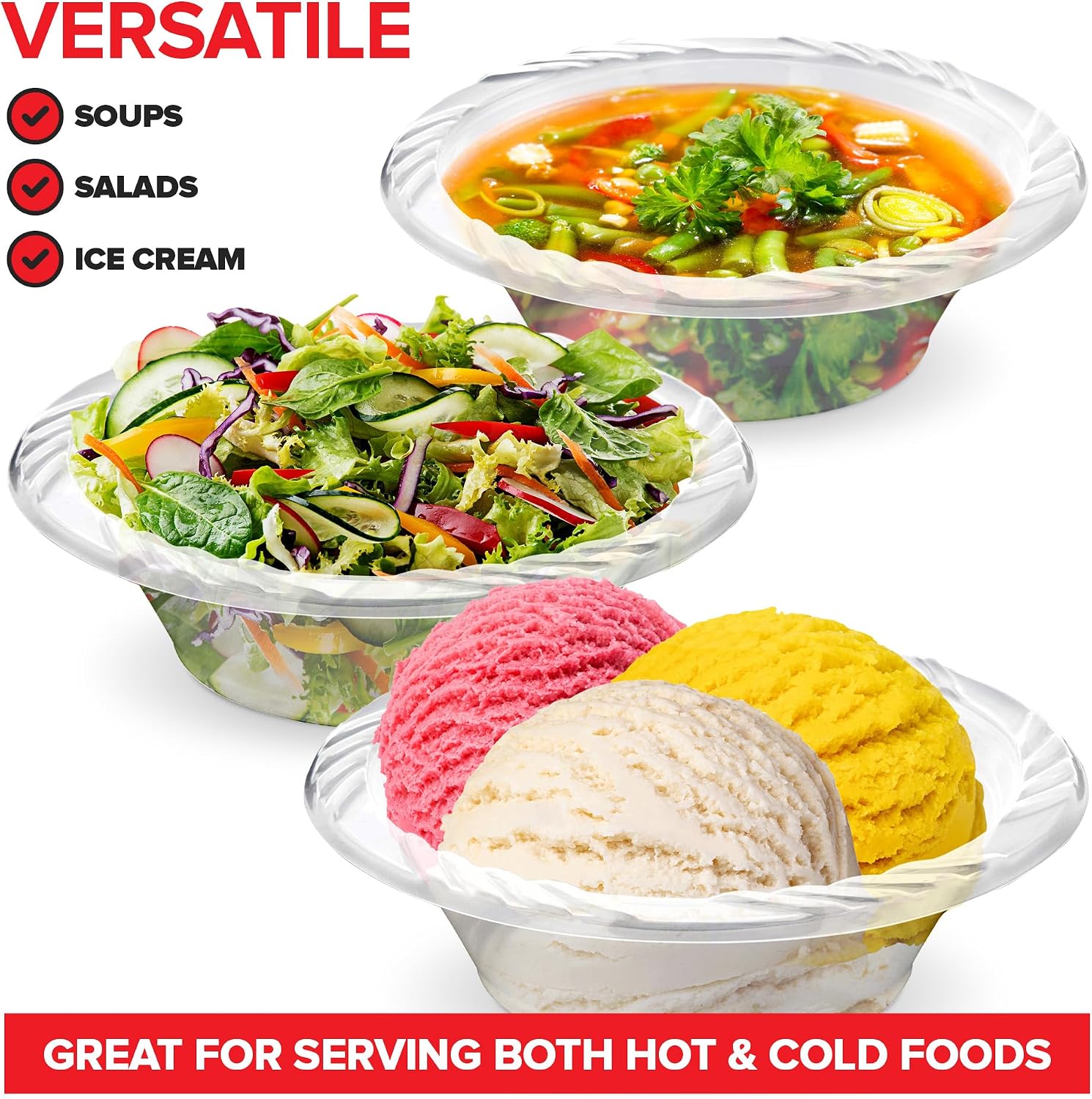 Stock Your Home 40 Pack 12 oz Elegant Clear Plastic Bowls for Parties Small Disposable Bowl for Fancy Dinner or Cocktail Party, Soup and Salad, Thick and Sturdy