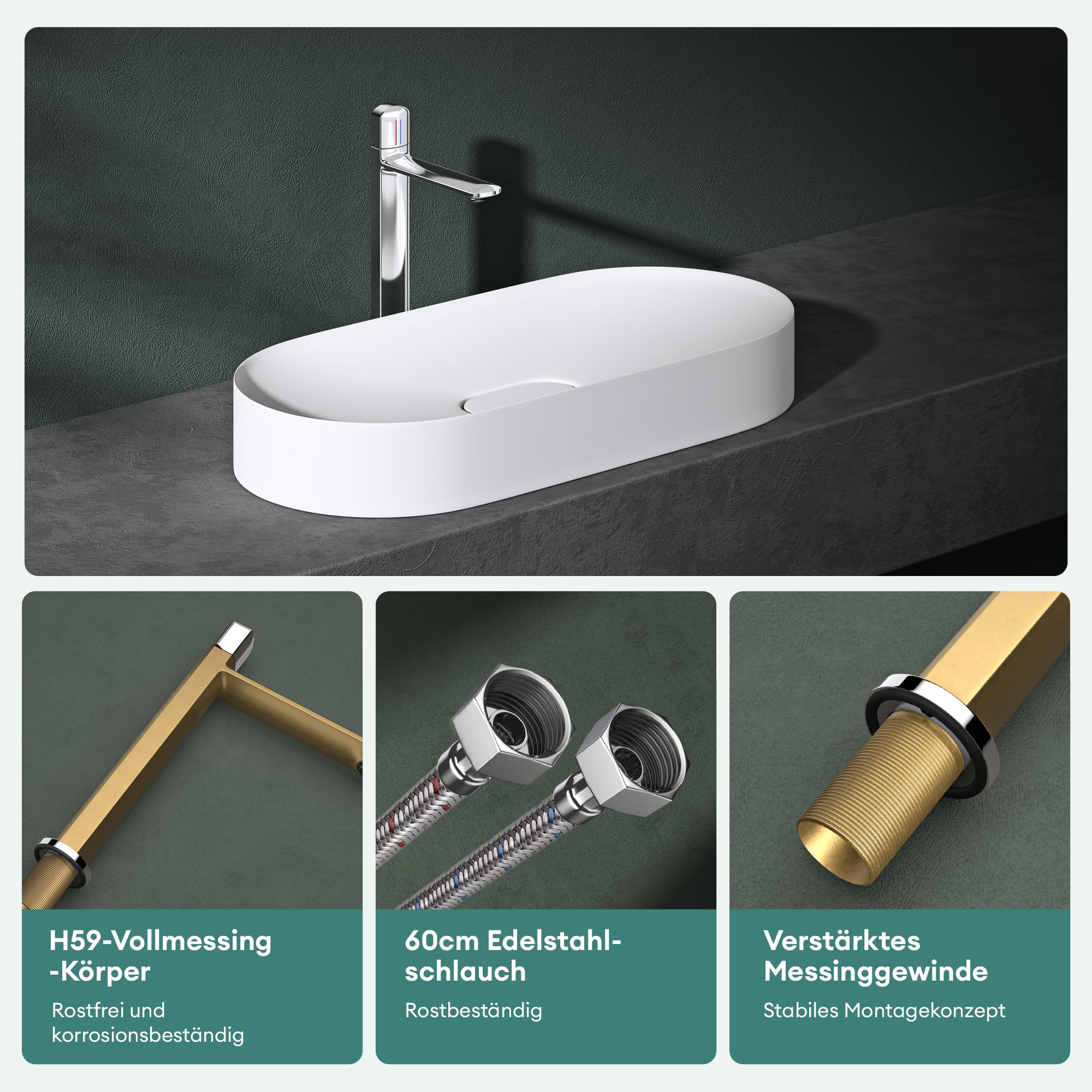 Mai & Mai Grifo para Lavabo de Cobre H59 con Cartucho Cerámico y Aireador Desmontable, Flujo Suave y Antisalpicaduras,Acabao Cromado WAO-1190H